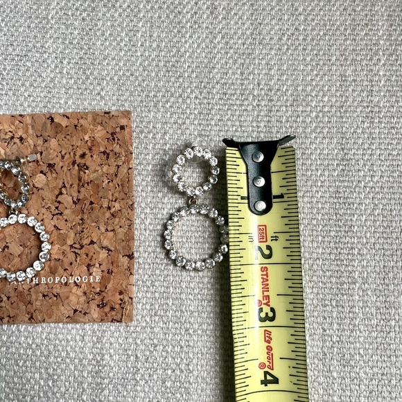 Anthropologie earrings double hoop gold rhinestone dangle drop - Picture 4 of 8
